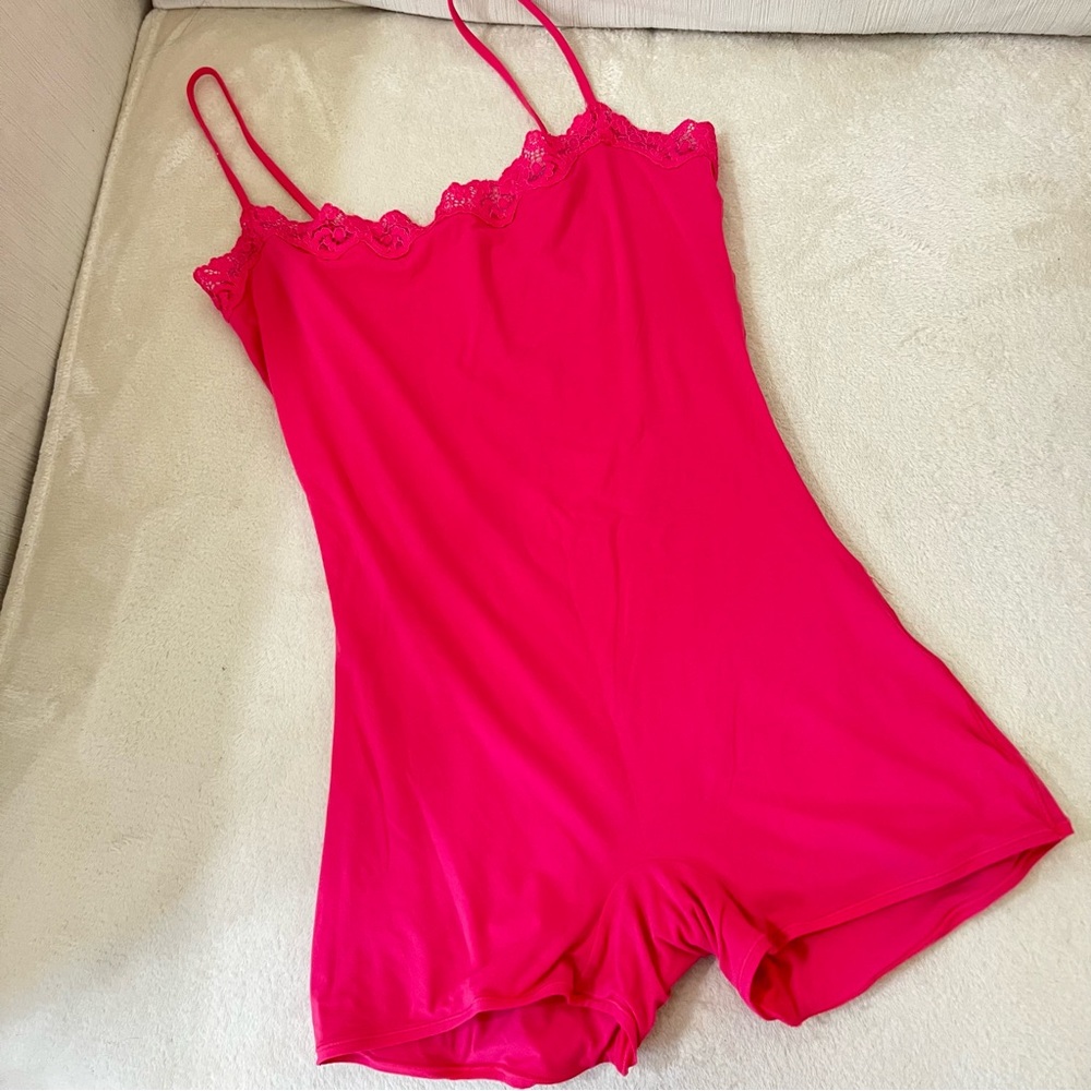 Skims Pink Lace Trim Romper